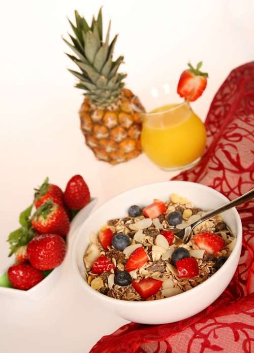 Muesli Cereals Oatmeal Fruit Strawberries