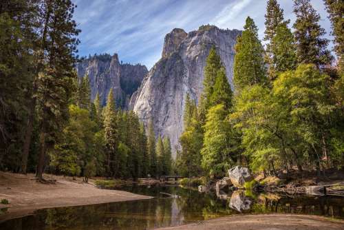 Nature Background Mountain River Natural Trees