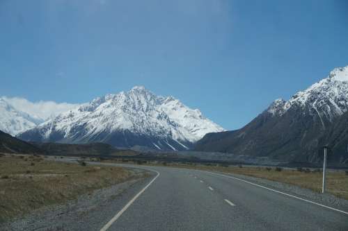 New Zealand Nature Mountains Berge Road Landscape