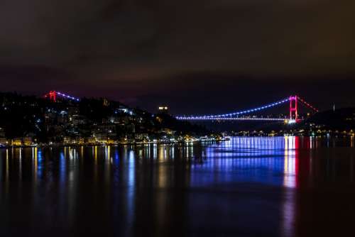 Night Bosphorus Turkey Istanbul Arnavutkoy Bridge