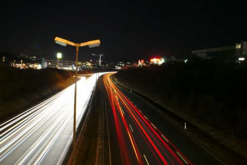 Night Photograph Road Night Lighting