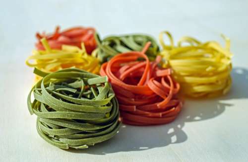 Noodles Tagliatelle Raw Colorful Food