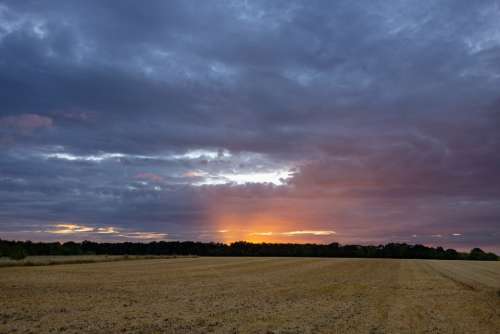 Normandy France Fields Sunset Dawn Twilight