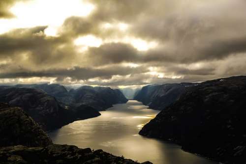 Norway Fjord Lysefjord Waterpolo Mountain River