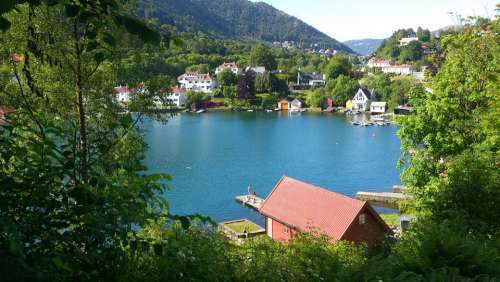 Norway Bergen Water Europe Scandinavia Landscape