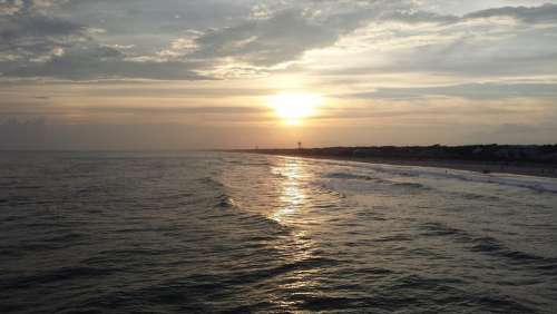 Oak Island Lake Beach Ocean Sunset North Carolina