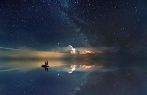 Ocean Starry Sky Milky Way Rest Sailing Boat Boat