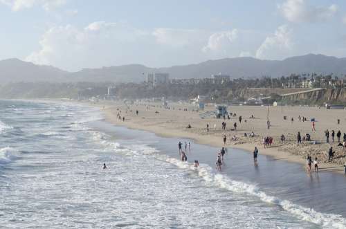 Ocean Santa Monica Beach California Beach Sea Sky