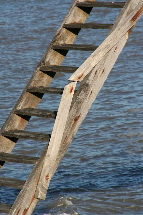 Ocean Staircase Wood Wave Side Nature Landscape