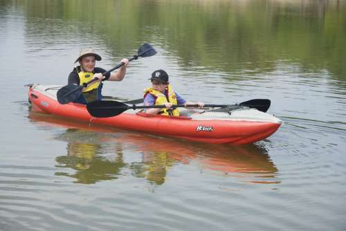 Paddlers Kayaking Paddles Canoeing Water Sport