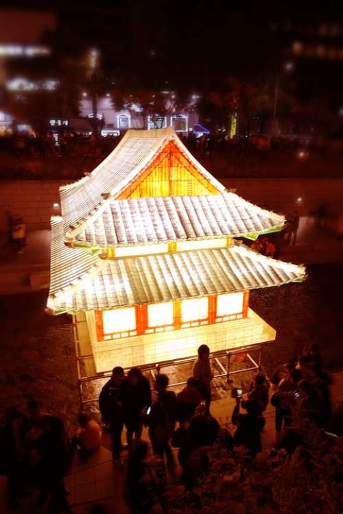 Pagoda Temple Seoul Light Festival Korea Night