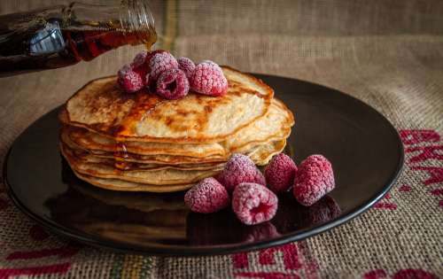 Pancakes Maple Syrup Sweet Food Breakfast