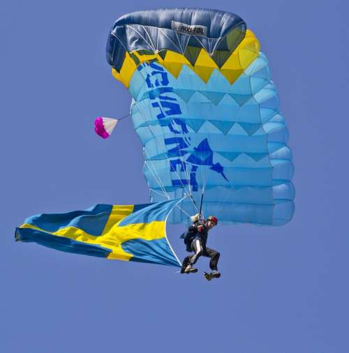 Parachute Flag Swedish Flag Sweden Skydivers