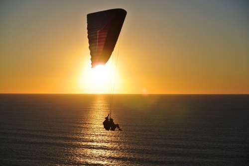 Paragliding Ocean Sunset Paraglider Sky Sea