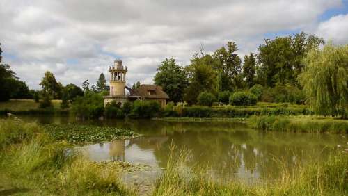 Paris Versailles Landscape Lake Reflection Leaves