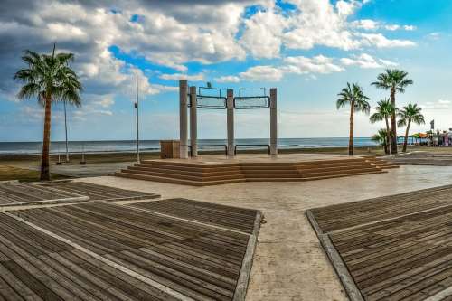 Park Seaside Beach Architecture Larnaca Cyprus