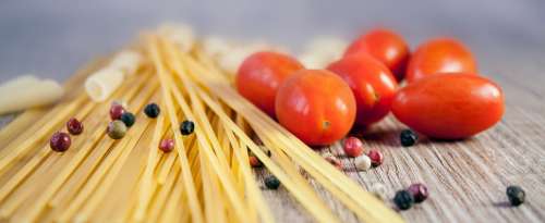 Pasta Noodles Cook Tomato Eat Colorful Food
