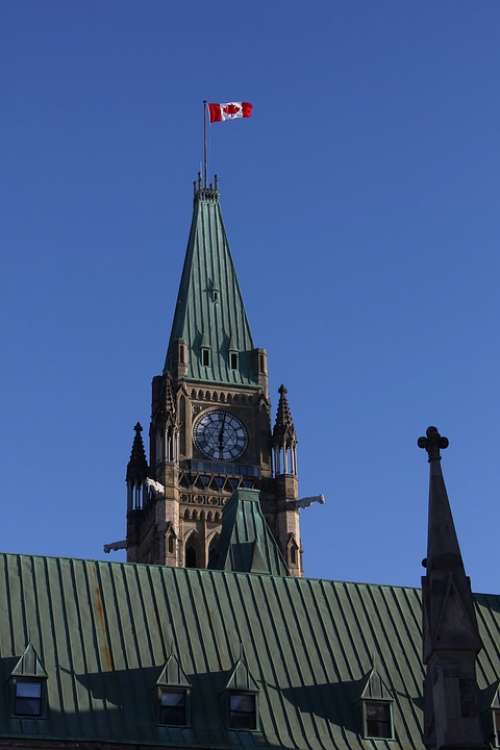 Peace Tower Parliament Of Canada Canada Flag Flag