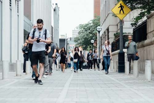 Pedestrians Crossing Road Street City Urban