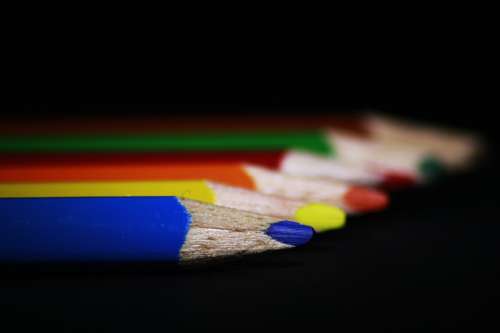 Pens Colored Pencils Close Up Draw School Macro