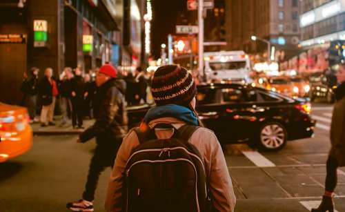 People Walking City Urban Knapsack Pedestrians