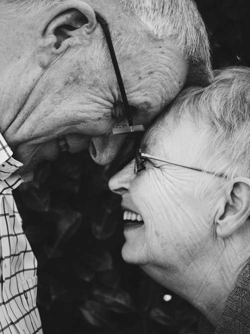 People Old Man Woman Couple Love Laugh Happy