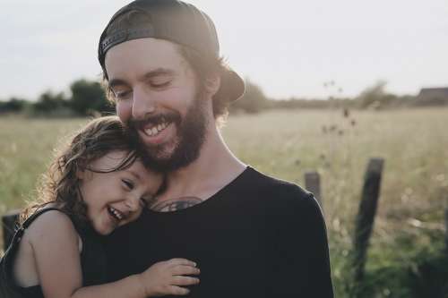 People Father Daughter Smile Happy Hug Carry