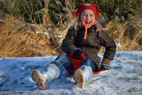 People Child Girl Snow Hat Winter Fun Laugh