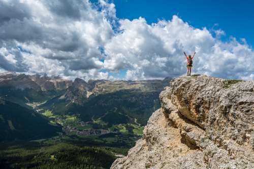 Person Mountain Top Achieve Mountain Achievement