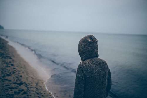 Person Human Beach Dull Atmosphere Alone Grey