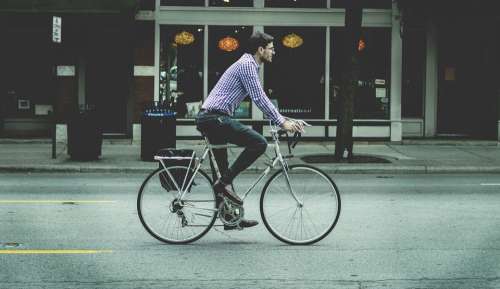 Person Man Male Commuting Bike Business Lifestyle
