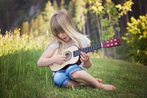 Person Human Child Girl Blond Guitar Music