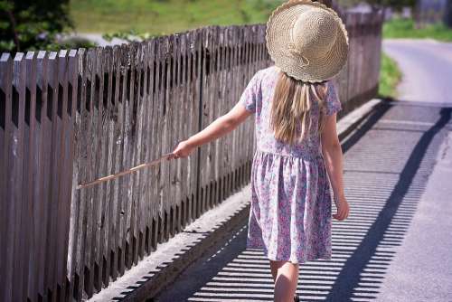Person Human Child Girl Dress Hat Summer Away