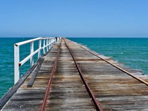 Perspective Horizon Pier Sea Railway Line