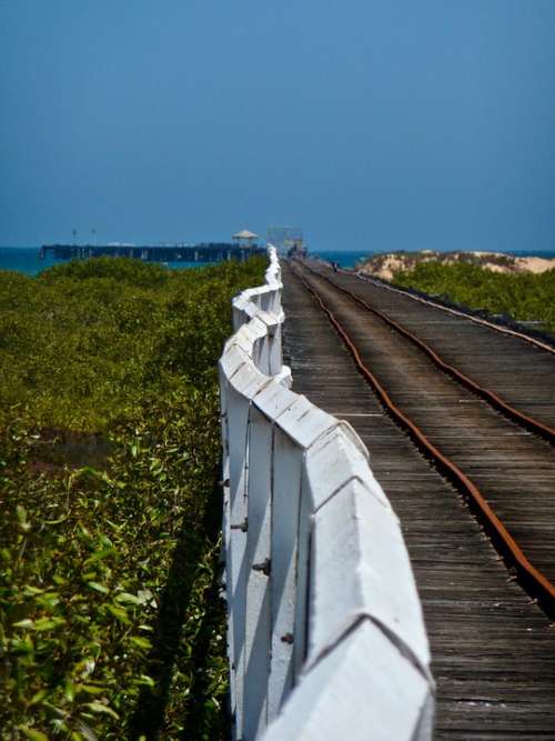Perspective Horizon Railway Line Fence Rickety