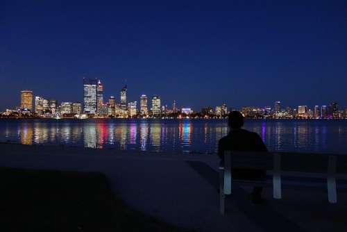 Perth Night City Australia Modern Skyline