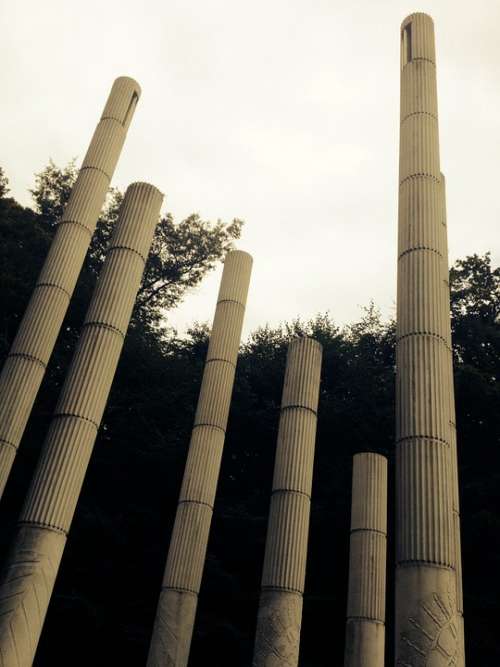 Pillars The Sky Poles Odense Forest Lake