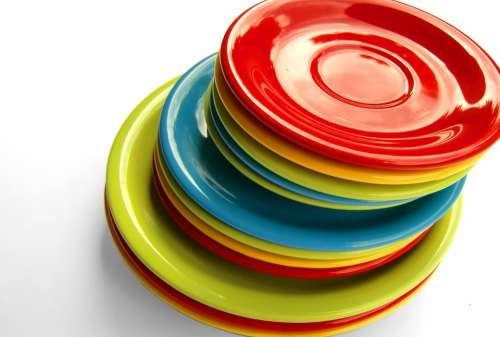 Plate Tableware Colorful Stack Porcelain