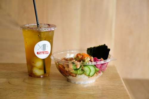 Poke Bowl Poke Ice Tea Tea Food Drink Meal