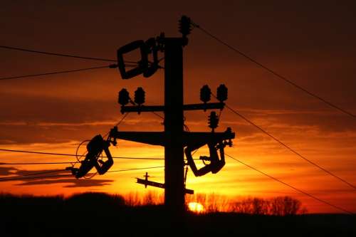 Pole Sunset Sun Sky Cloud Red Fire