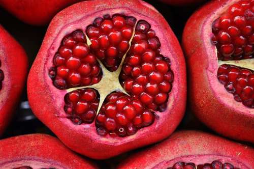 Pomegranate Exotic Fruit Fruit Cut Sliced Open