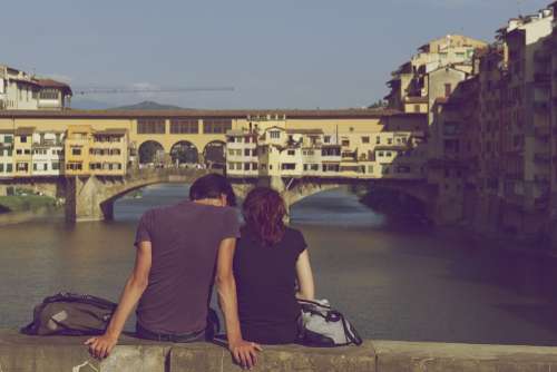 Ponte Vecchio Florence Italy People Couple Love