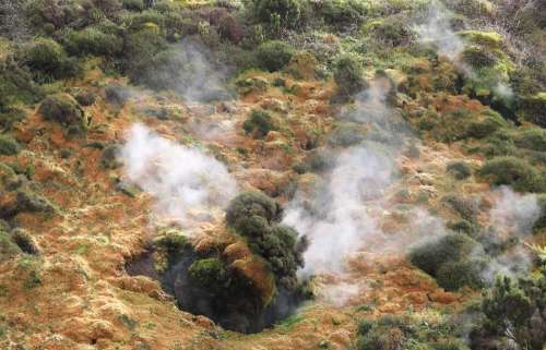 Portugal Azores Terceira Island Volcan Smoke