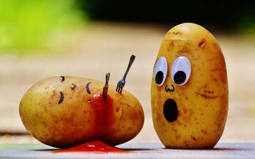 Potatoes Ketchup Murder Blood Funny Fun Knife