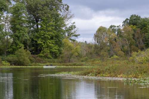 Punderson State Park Lake Fishing Boat Autumn