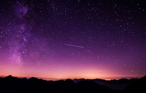 Purple Sky Dusk Shooting Star Stars Silhouette