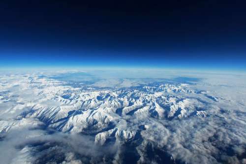 Pyrenees Mountains Snow Landscape Blue Aerial View