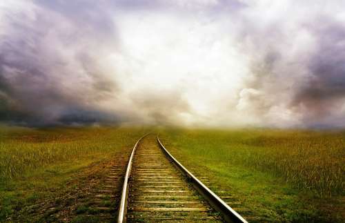 Railroad Tracks Tracks Railway Train Landscape