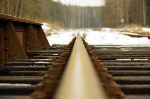 Rails Screw Flyover Rust Railroad