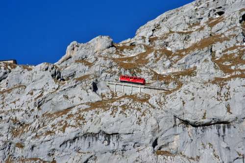 Railway Steep Slope Switzerland Pilatus The Alps
